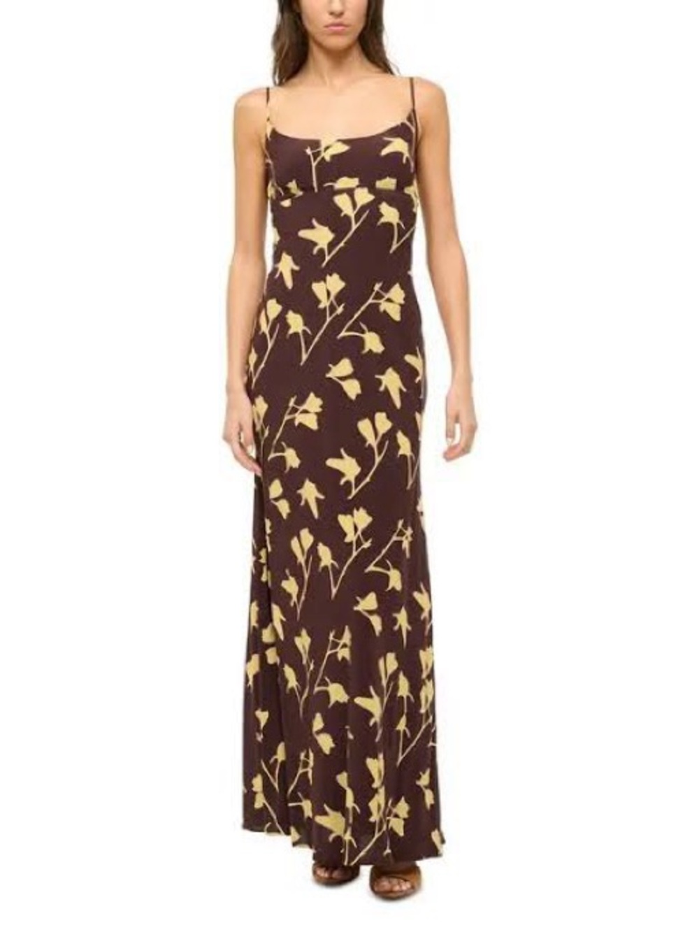 Staud Brown Floral Slip Maxi Dress - Brown/Yellow